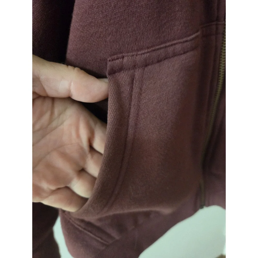Womans Harley Davidson Full Zip Fleece Thick Maroon Hoodie Jacket XL